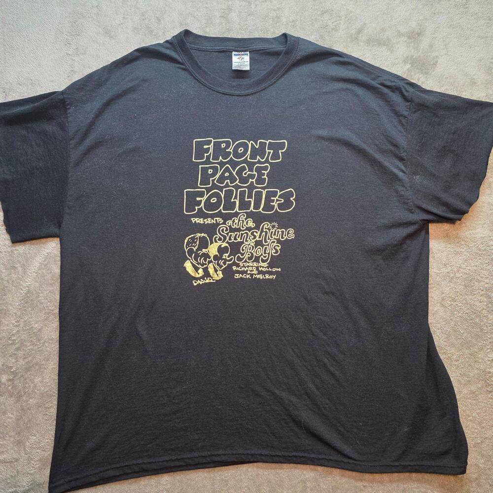 Front Page Follies Shirt Mens 3XL Black Jerzees Sunshine Boys Graphic T-Shirt